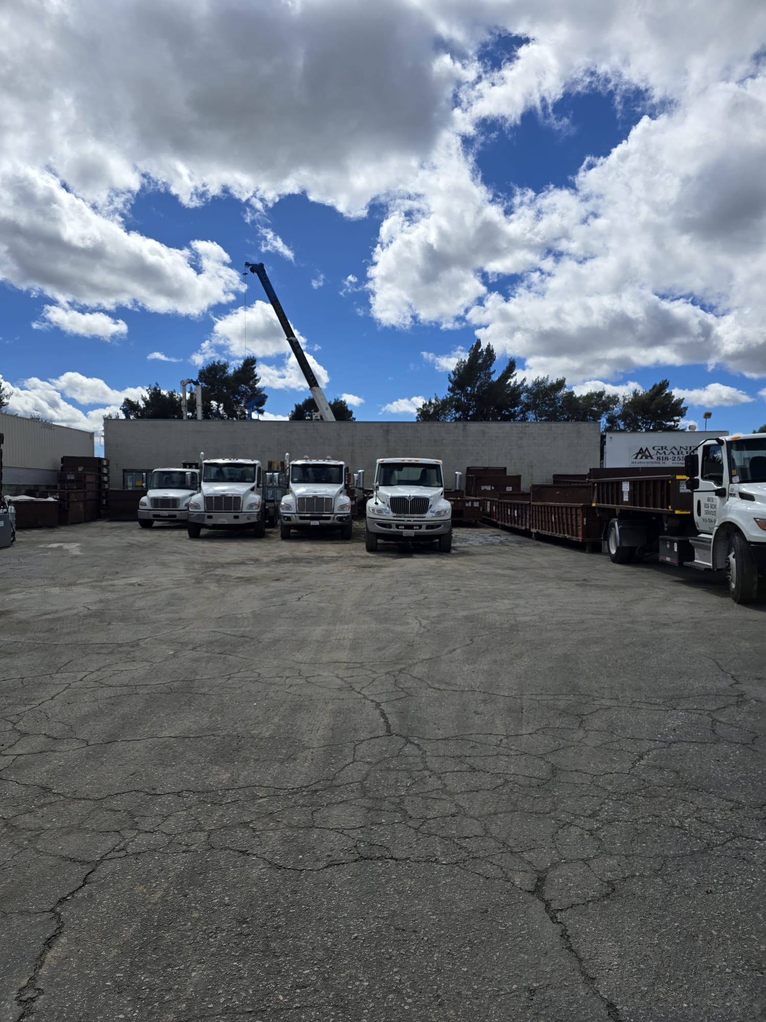 Diesel fleet trucks parked at a California yard subject to CARB Clean Truck Check registration